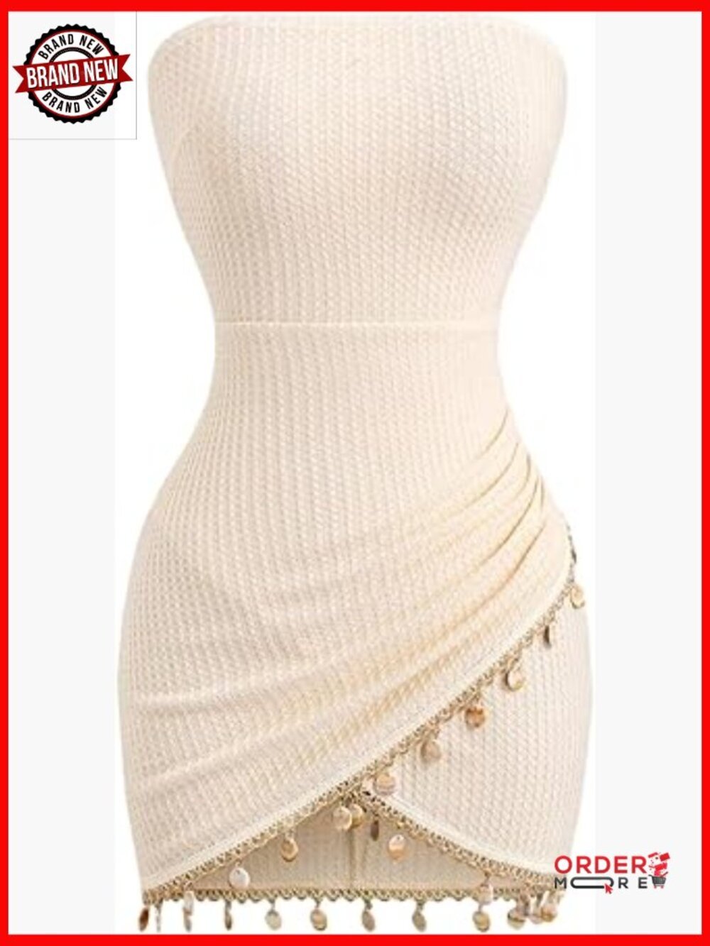 Strapless Tie Back Fringe Bodycon Mini Dress Boho Wrap Tube Dress